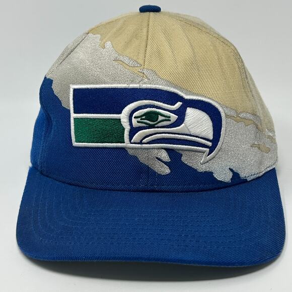 Seattle Seahawks Splash Hat Baseball Cap Mitchell and Ness Wool Snapback Blue - Picture 1 of 12